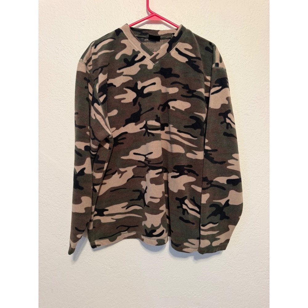 RedHead Mens Camo Fleece Pullover V-Neck Long Sleeve Hunting Shirt Large